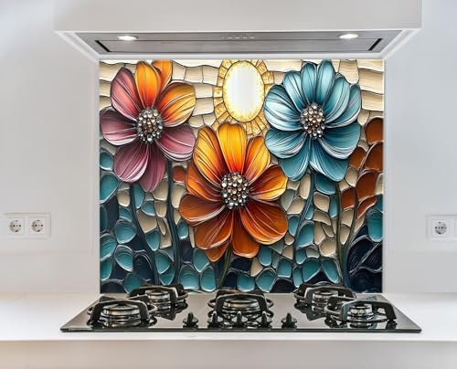 Myphotostation Crédence en verre trempé pour cuisinière, protection murale de cuisinière, planche à découper, 60 x 60 cm
