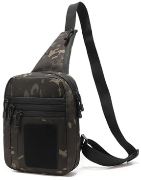Taktische EDC Sling-Tasche, 25,4 x 20,3 cm Hauptfach, Versteckte Tragetasche mit Anti-Diebstahl-Fach, Verstellbarer Schultergurt, Schwarz (BCP)