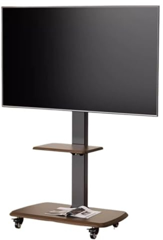 Support TV Universel Mobile avec étagère AV sur roulettes pour téléviseurs à écran Plat LCD de 32 à 80 Pouces, jusqu'à 60 kg, Hauteur réglable