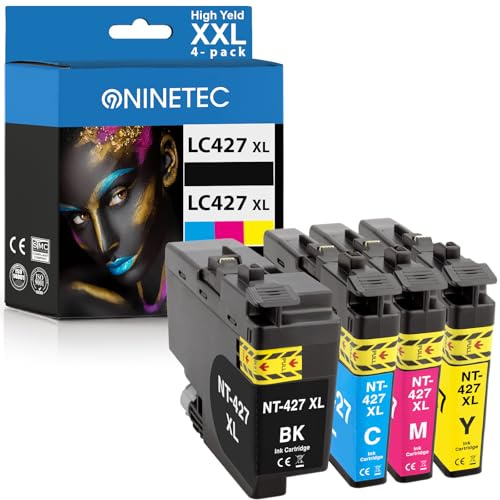 NINETEC LC427 XL LC-427XLVAL Multipack Druckerpatronen Kompatibel für Brother LC-427XL LC-427 XL LC427XLVAL für Brother MFC-J5955DW MFC-J6955DW MFC-J6957DW HL-J6010DW MFC-J6959DW 4-Pack