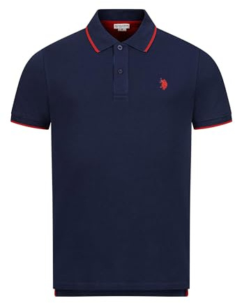 U.S. POLO ASSN. Herren Poloshirt (S-3XL) Classic Fit Kurzarm Pique Polohemd P002 - Navy-Rot Größe XXL - Gr. 2XL