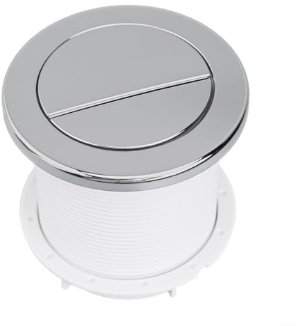 Air Type Pneumatic Dual Flush Toilet Push Button With Twin Hose, Round Outer And Inner Button, Fits Many Concealed Cistern Models For Bathroom(Silver)