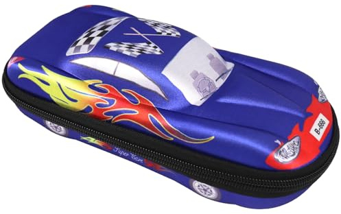 Doyomtoy Rennwagen Federmäppchen,Renn-Auto Kapazität Briefpapier Pouch Stifte Etui 3D Mäppchen Jungen Teenager für Schul und Bürobedar (Dunkelblau)