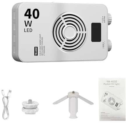 Yanmis Tragbare LED-Videoleuchte, 40 W, 112 LED-Beleuchtung mit 3000 K–7000 K Farbtemperatur, 3000 MAh Akku, für Fotografie, Vlog, Live-Streaming