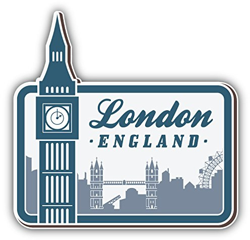 postwalldecor London Big Ben United Kingdom Vintage Label Hochwertigen Auto-Autoaufkleber 12 x 12 cm