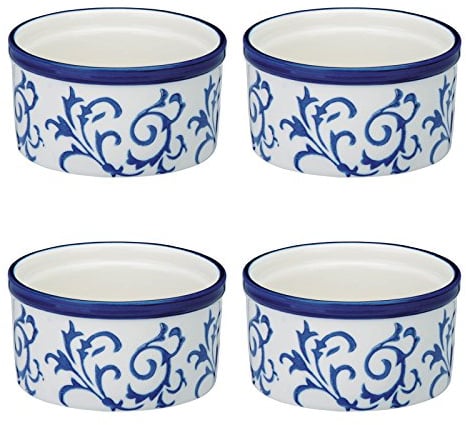BIA Patrimoine ramequins, Bleu et Blanc, Lot de 4