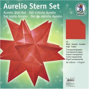 Ludwig Bähr Faltblätter Aurelio Stern Transparentpapier 115g/qm 30x30cm 33 Blatt rot