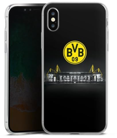 Slim Case extra dünn kompatibel mit Apple iPhone X Silikon Handyhülle transparent Hülle BVB Stadion Borussia Dortmund