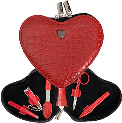 3 Swords Germany - brand quality 5 piece manicure pedicure kit set for KIDS - CHILDREN - TODDLERS with special scissors (round tip) fashion leather case in gift box, Made by 3 Swords (004079)