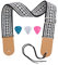 Rufun Gitarrengurt Retro Jacquard Weave Zubehör Einstellbare Länge für Basse E-Gitarre Akustische Gitarre, 3 Picks enthalten (Schwarz)
