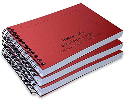 Habercrafts Revisionskarten, Lernkarten, Buch, Karteikarten, liniert, Lernkarten für Prüfungen, dick, 140 g/m², A6, 15,2 x 10,2 cm, linierter Block (3 Bücher, 150 Blatt)