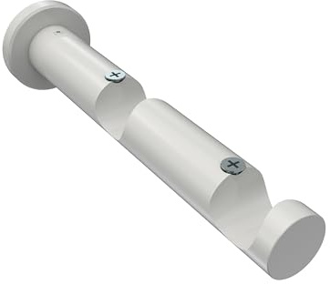 INTERDECO Gardinenstangen Träger und Wandhalter 2-läufig, aus Metall, Weiß, Halterung für Vorhangstangen 20 mm und Innenlaufstangen, Abstand 7,5 und 14,5 cm, zur Wandmontage, Typ 1120212