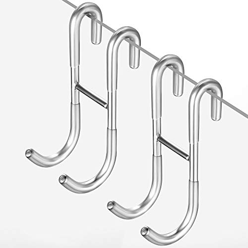 ecooe Mampara de Ducha con Gancho para baño Juego de 2 Ganchos de Ducha para mampara de Ducha de Vidrio con Cubierta de Silicona Toallero y Soporte para Extractor de Ducha