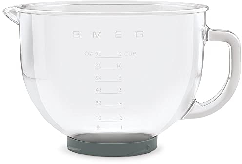 Smeg, Ciotola in Vetro SMGB01 per Impastatrice, Capacità 4,8L, con Maniglia Ergonomica, Lavabile in Lavastoviglie, Compatibile con Impastatrice Planetaria Smeg SMF02/03/13, 168x237x254 mm