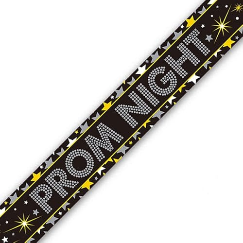 9ft Banner Prom Night Stars Holographic, Gold