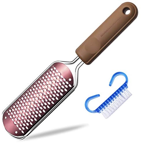 File del piede Rimozione del callo per pedicure - Lime per la cura dei piedi, Acciaio inossidabile Premium Raspa professionale del piede Doppia faccia per rimuovere la pelle morta (oro rosa)