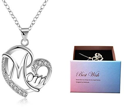 DEESOSPRO® Muttertagsgeschenk, Halskette das beste Geschenk für Mutters Geburtstag Herz Diamant Anhänger Halskette für Mamas Geburtstag Rose Gold (Silber)