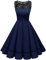 Bbonlinedress Robe de Soirée Cocktail Vintage Femme Années 50s 60s Style Audrey Hepburn pour Fête Mariage Bal Promo Baptême Gala Ligne A Pin Up Navy 2XL