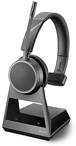 Poly Bluetooth mono headset 'Voyager 4210 Office USB', USB-A plug on the base, SoundGuard, microphone arm, dynamic mute, Skype for business, black, one size
