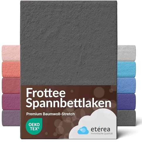 etérea Frottee Spannbettlaken 140x200–160x200 cm Anthrazit – warmes Frottier-Spannbetttuch 80% Baumwolle 20% Polyester, kuscheliger Winter-Komfort mit Rundumgummi für Doppelbett & Boxspring