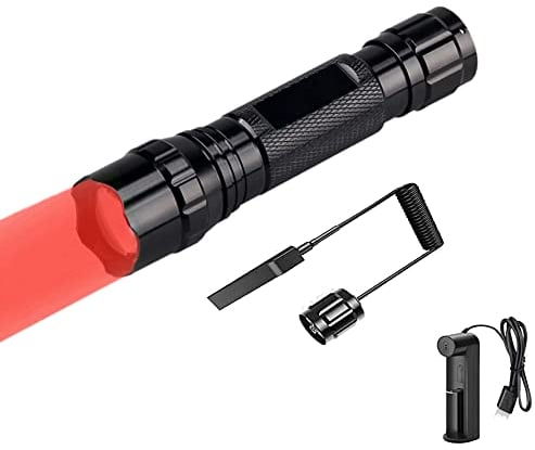 WESLITE Taschenlampe Rot für die Jagd, Taschenlampe Rotlicht Taktische Taschenlampen LED Wiederaufladbare Rote Jagd Taschenlampe mit Druckschalter Zoomfähig 1 Modus für Nachtsicht Ladegerät Enthalten
