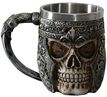 OTARTU 400ML Skull Coffee Mug Viking Skull Beer Mugs Stainless Steel Liner Gift for Men Father's Day Gifts