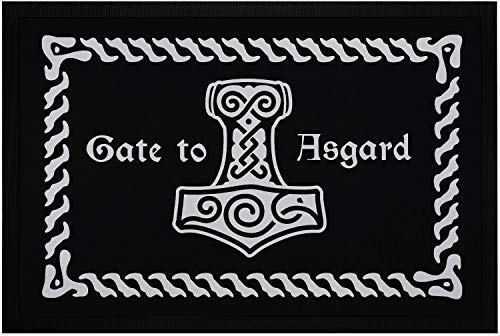 MoonWorks® Fußmatte mit Spruch Gate to Asgard nordische Mythologie Odin Thor Walhalla rutschfest & waschbar schwarz 60x40cm