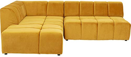 Kare Design Ecksofa Belami Velvet, Amber, Eckcouch mit Ottomane Links, Samtoptik, Holz Korpus, 70x256x210 cm (H/B/T)
