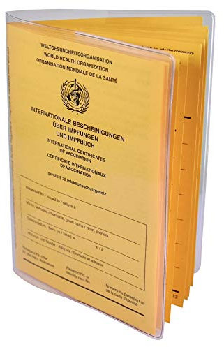 orgaexpert Internationaler Impfpass + Schutzhülle 2-teilig + Notfallpass im Set Impfausweis/Impfbuch/Impfbescheinigung 28Seiten Deutsch/Englisch/Französisch