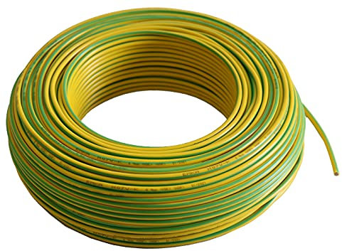 Aumero - Haus & Garten Aderleitung - Verdrahtungsleitung - Erdungskabel - Einzelader flexibel - PVC Leitung - H07 V-K 6 mm² - Farbe: gelb/grün - 30 Meter