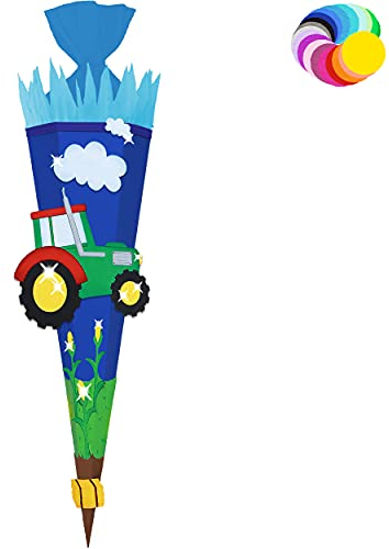 alles-meine.de GmbH Bastelset - Schultüte Farbe & Größe wählbar 70/85 / 100 cm - Traktor - Farbe frei wählbar - Bastelschultüte - Zuckertüte zum selber Basteln Bemalen Bekl..