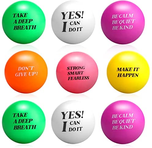 Kasyat 30 Pieces Motivational Stress Balls Bulk Colorful Foam Inspirational Quotes Relief Small Mental Health Balls Appreciation Gift for Motivating Encouraging Adults People(Round)