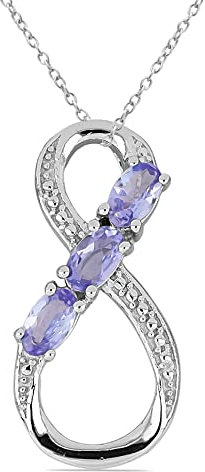 Schmucktime 0,72 Carat Tansanit Anhänger Unendlichkeit 925 Silber Collier Kette Infinity