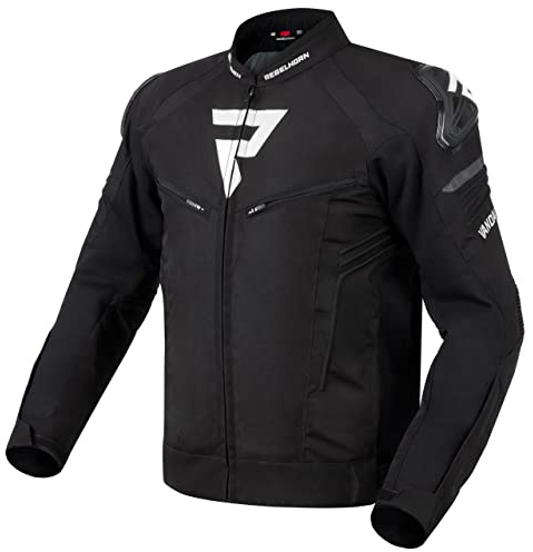 REBELHORN Vandal Motorradjacke Herren | Textil | Abnehmbare Wasserdichte Membran | Ellbogen und Schulterprotektoren Stufe 2 | Schulterschieber | 5 Belüftungskanäle | Größen bis 10XL