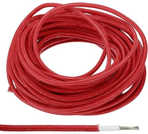 PATIKIL 16,4 Piedi 15AWG Elettronico Filo, Cavo Elettrico Tessile Isolato Alta Temperatura Resistente Flessibile Silicone Elettrico Cavo Rotondo per Lampada Caldaia Riscaldatore, Rosso