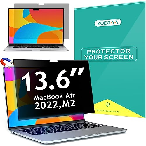 ZOEGAA Macbook Air 13.6 inch Privacy Screen(2022-2025,M4/M3/M2), Magnetic Removable & Anti Blue Light Macbook Air M4 Privacy Screen With Webcam Cover