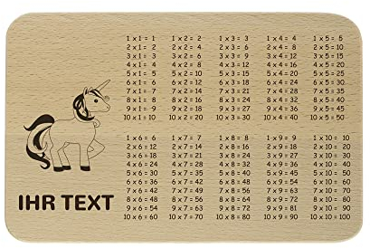 gravur-fabrik.de – personalisierbares 1x1 Frühstücksbrettchen aus Holz – Einhorn – graviertes Holzbrett zum Frühstücken, Schneiden – Geschenkidee zur Einschulung (23 x 15 x 1 cm)