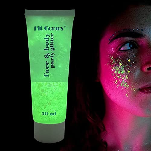 GL-Turelifes Glow in The Dark Body Face Glitter Gel 50ml Luminous Iridescent Chunky Glitter Gel Festival Glitter Cosmetic Face Hair Nails Makeup Long Lasting Sparkling uins Liquid Eyeshadow