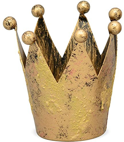 matches21 Krone Dekoaufsteller Windlicht Dekokrone Aufsteller Golddeko Wohndekoration Metall gold 1 Stk Ø 8x8 cm