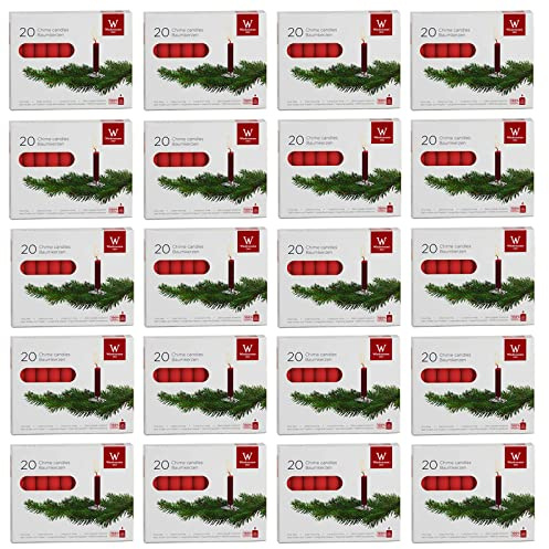 DecoLite Baumkerzen 9,6 cm, Brenndauer 1,5h, Weiß, 400 Stück | Made in Germany, RAL-geprüft, durchgefärbte Christbaumkerzen, ruß- & tropffrei, für handelsübliche Kerzenhalter