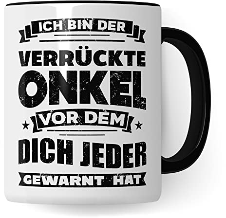 Onkel Tasse Geschenkidee Kaffeetasse Humor Witz Geschenk für Patenonkel Kaffeebecher Familie Becher (Weiß & Schwarz)