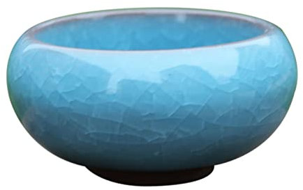 Wilitto Vasi in ceramica, con fori di drenaggio, per piante da interni ed esterni, artigianato in ceramica, con fori sul fondo azzurro