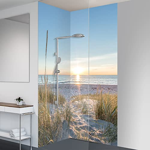 yourplate Duschrückwände mit individueller Größe (2 Rückwände – Premium Matt – mar100) – Duschrückwand Alu mit Feuchtigkeitsschutz – Rückwand Dusche zur einfachen Montage