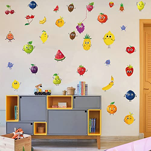 Wandtattoo Cartoon Obst Wandsticker Wanddeko für Wohnzimmer Schlafzimmer Sofa Hintergrund,Wandaufkleber Kinderzimmer Mädchen und Jungs,Wandaufkleber Diy Wandkunst Dekor
