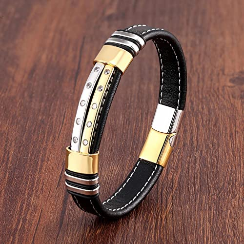 Bysonglezai Armband Herren Armbänder Armreif Damen Männer Geschenk Luxus Armband Leder Seil Kette Männer Armbänder Mode Geschenke Weiß-Gold