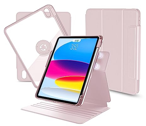 nimin iPad 10 Generation Hülle 2022 10.9 Zoll, mit doppelmagnetisches Design, 11 verschiedenen Nutzungsmodi - 360° drehbare Lederhülle mit Stifthalter