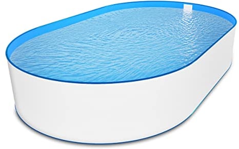 Ovalpool Stahlwandpool weiß Folie blau Poolset oval 400 x 800 x 120 cm als Einzelbecken mit Skimmer Familienpool Kinderpool