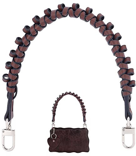 PandaHall Geflochtener Geldbörsenriemen, 1 STÜCK Kurzer Handtaschenriemen Ersatz Braun PU-Leder Gewebte Taschengriffe Mit Silberlegierungsverschluss Für Handtaschen-Frauen-Taschenherstellung, 43 cm