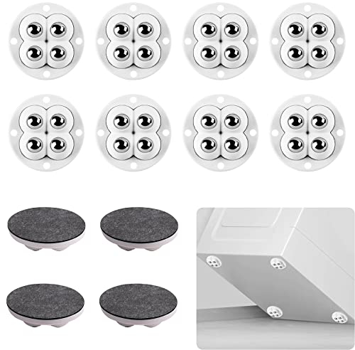 Cyiecweu 12 Selbstklebende Möbelrollen Klein，4 Stahlkugeln Kugelrollen mit 4 Löchern, Flache 360°Kugelrollen für Möbel, Mini Rollen für Kleinmöbel wie Mülleimer und Kleine Kisten（Weiß）