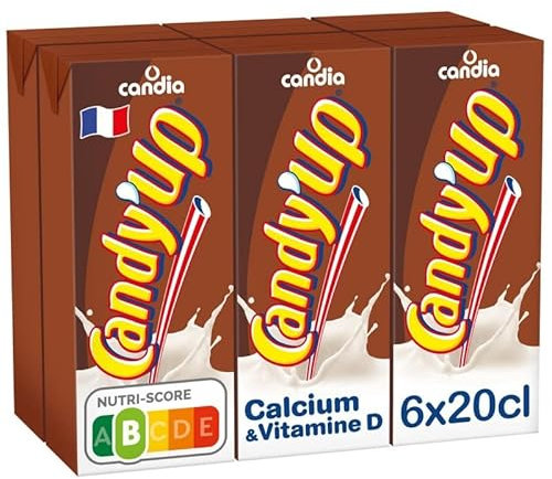 CANDY'UP - Pack de 6 bouteilles de lait chocolaté de 20cl - Boisson lactée savoureuse et nourrissante de qualité supérieure - Idéal pour les petits déjeun - Vendu Par Unité